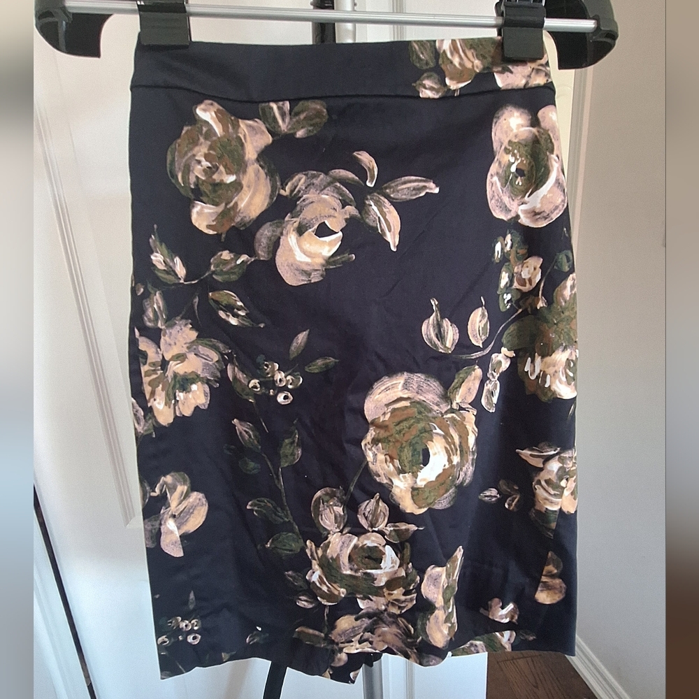 J. Crew Floral Navy Pencil Skirt Cocktail